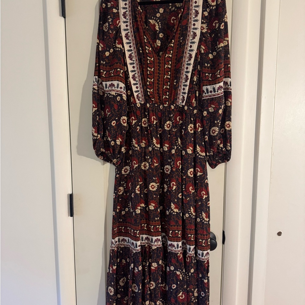 Sea New York Bohemian Long Sleeve Dress - Black and Red